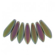 Czech Glass Daggers beads 5x16mm Crystal vitrail full matted